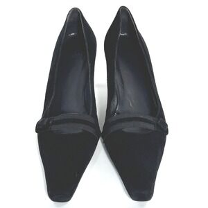 Stuart Weitzman Black Suede Kitten Heel Pumps Square Toe Spain 9M A293374